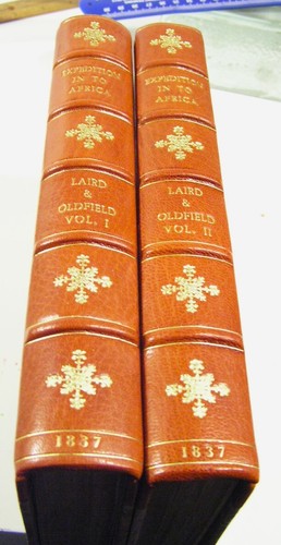 EXPEDITION INTO AFRICA/1837/RARE 1st Ed./6 AQUATINTS+MAP/2 FINE LEATHER BINDINGS