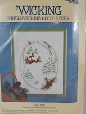 Vtg Wicking Candlewicking Kit WINTER #817 Leisure Arts 11 X 14" 1983 Embroidery 
