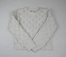 SO Goods For Life Women's Small Crew Neck Sweater Ivory Open Knit Feminine