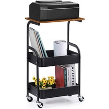 3 Tier Printer Stand,Printer Cart w/Storage Baskets Rolling Printer Table Office