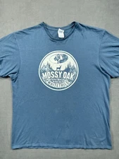 Mossy Oak T Shirt Adult L Large Blue Whitetails Logo Crew Tee Graphic Cotton Men