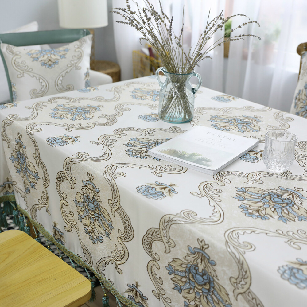 Print Tablecloth Tassels Table Cloth Cover Lace Rectangle Kitchen Tea