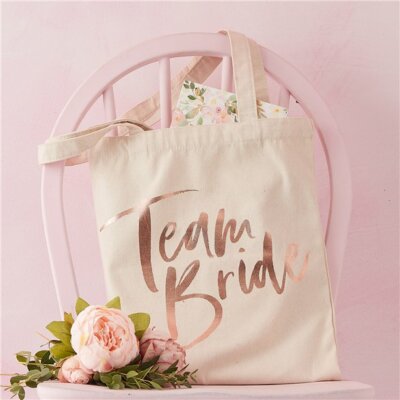 Blumenmuster Junggesellinnenabschied ''Team Braut'' Beuteltasche Tasche - ideal für all die wichtigen Dinge 