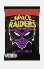 KP SPACE RAIDERS SAUCY BBQ 30 X 25g pack COSMIC CORN SNACK pm 35p each packet 