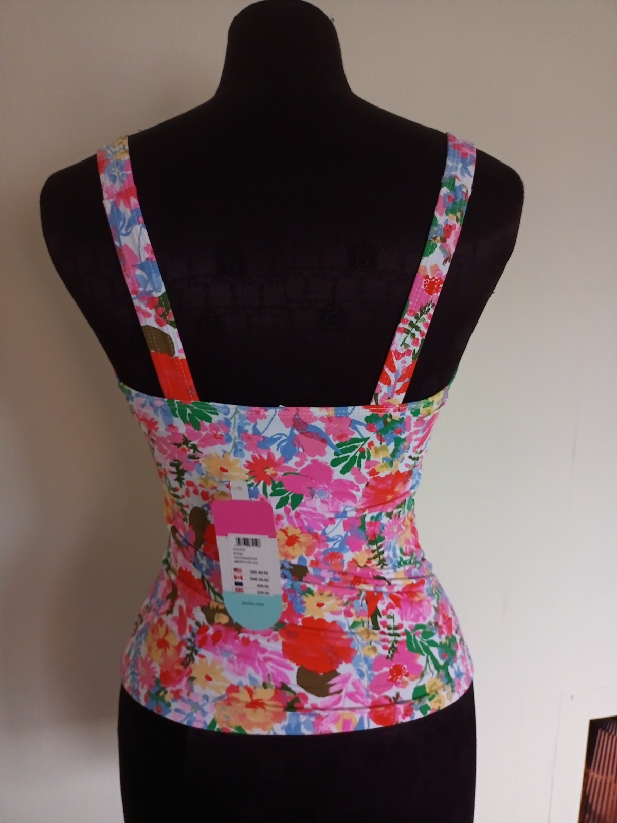 JOULES ROMA WHITE MEADOW TANKINI BIKINI TOP SIZE 10 PINK FLORALS BNWT RRP £29.95 image 6