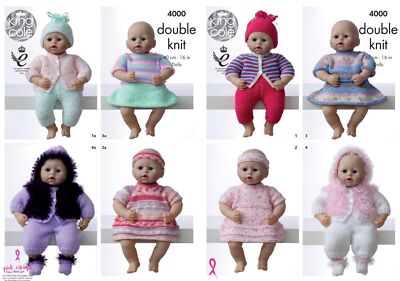 King Cole Strickmuster Puppen Kleidung in großem Wert Baby DK für 40 cm Puppe 4000