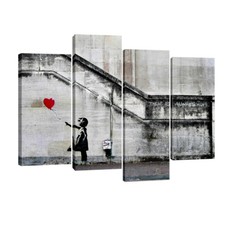 4 Piece Canvas Print Painting Picture Wall Art Home Decor Banksy Balloon
