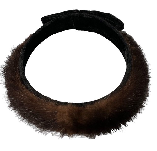 Vintage‎ 1950s Brown Mink Fur Halo Hat Birdcage Veil Velvet Bow Fascinator Vintage 1950s Brown Mink Fur Halo Hat Birdcage Veil Velvet  main image 2