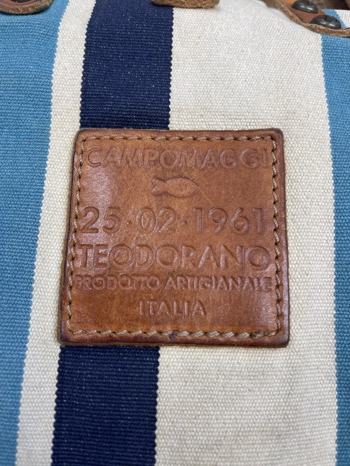 Bolso de hombro Campomaggi Teodorano estampado único de lona y cuero XL Foto 4 de 4