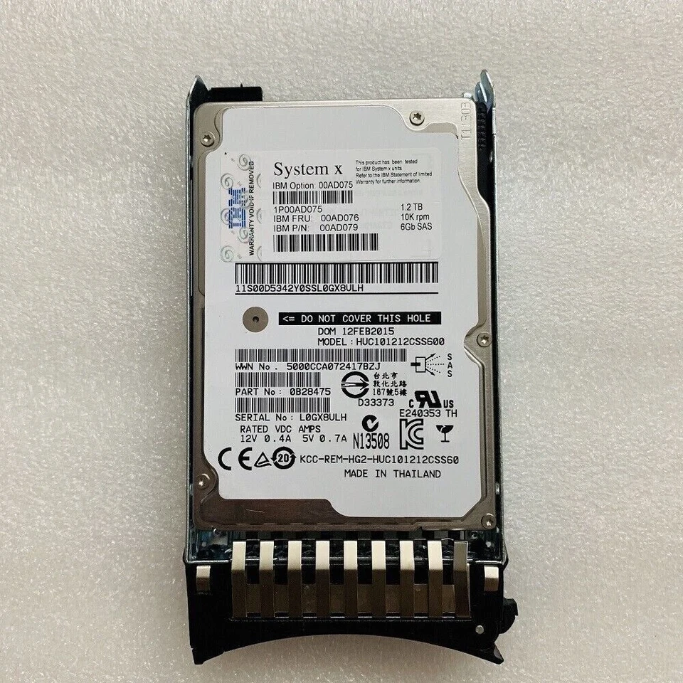 IBM 1.2TB 00AD076 00AD079 00AD075 00AD077 10K 6G 2.5" G2HS SFF SAS Hard Drive - Image 3 of 4