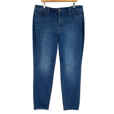 NYDJ Ami Plus Size Skinny Jeans Womens 20W Blue Lift Tuck Stretch Raw Hem Slit