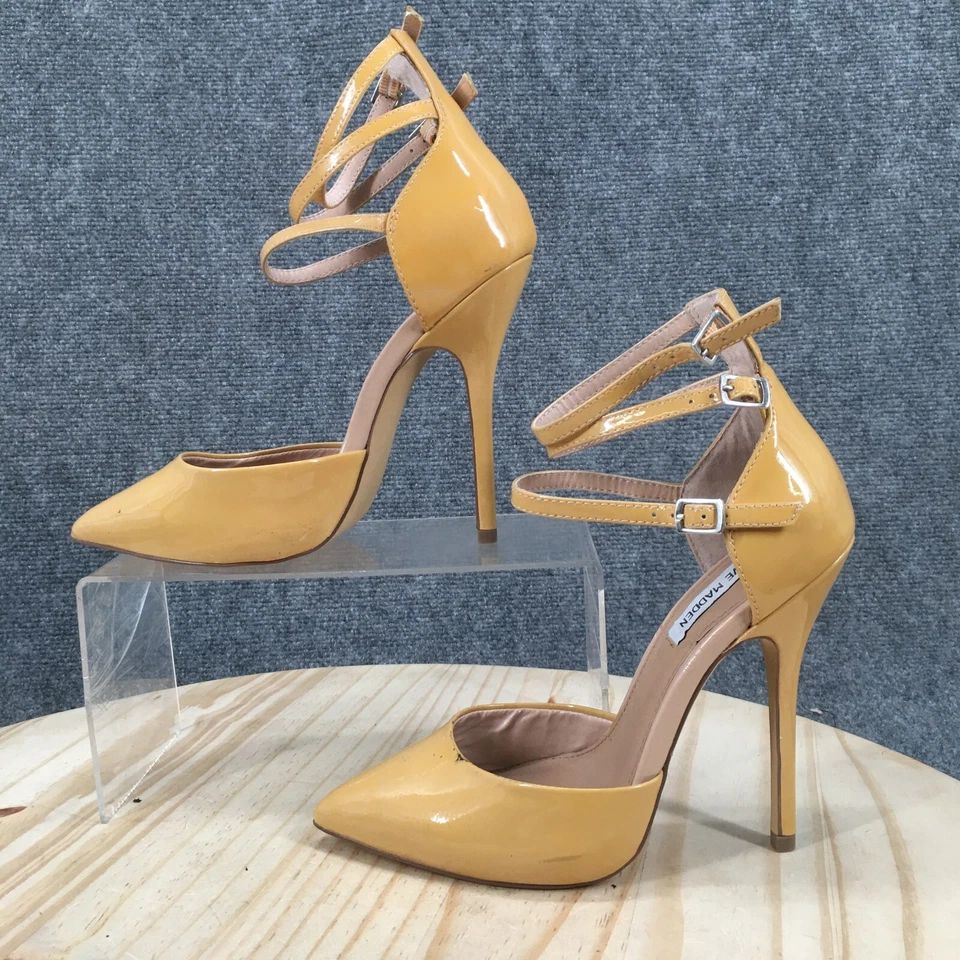 Steve Madden Tacones Mujer 7 M Doubt It Gladiador Amarillo Cuero Hebilla Stiletto Foto 2 de 4