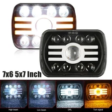Pair 5x7 7x6''inch LED Headlight Hi-Lo Beam DRL For Nissan Mitsubishi Mighty Max