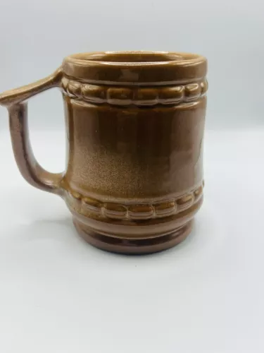 Frankoma Coffee Mug Pottery Brown Glaze Western Style C10