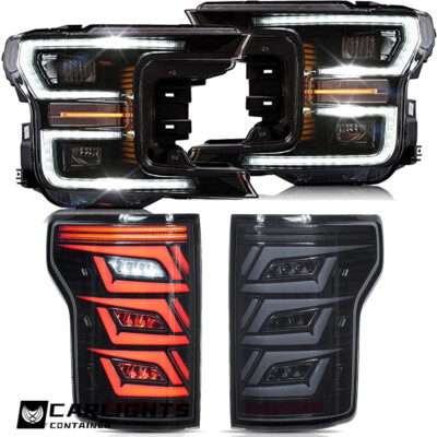 VLAND LED Black Headlights + Taillights For 2018-20 Ford F150 Pickup w/ Start-up