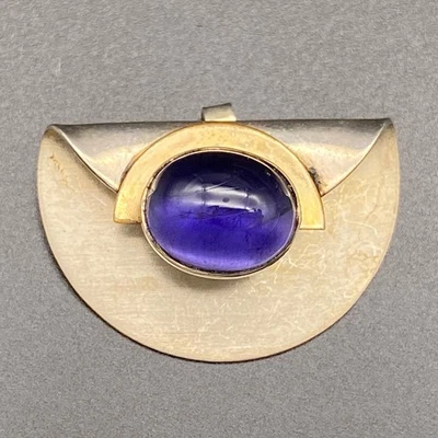 Vintage Modernist Purple Stone Silver Pendant - Image 1 of 4