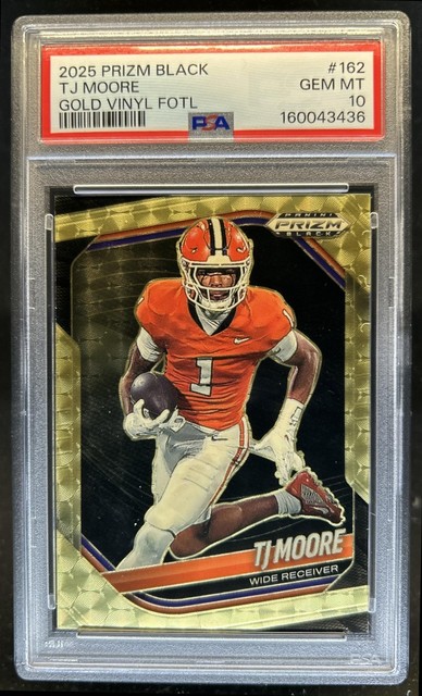 2025 Panini Prizm Black TJ Moore Prospects Gold Vinyl FOTL #/5 Tigers PSA 10
