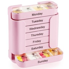 Weekly Pill Organizer 7 Day 4 Times a Day, Large Pill Box Drawer Type, Daily ...