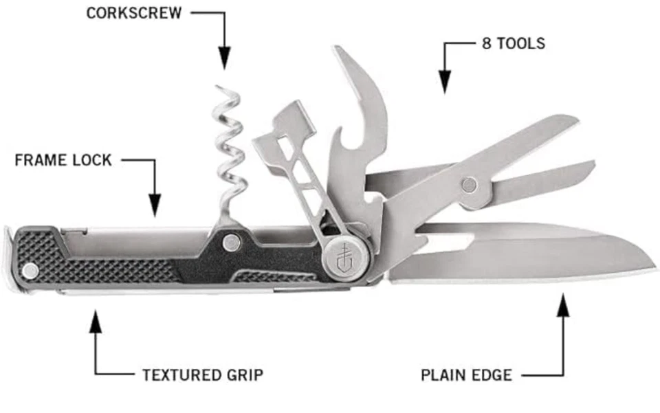 Cuchillo multiherramienta plegable Gerber Armbar Sacacorchos Abridor de botellas Barra de palanca Sciccors Foto 3 de 4