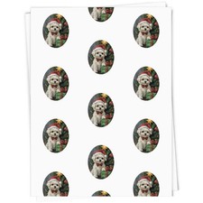 Geschenkpapier/Geschenkanhänger "Süße Weihnachten Malteser Welpe" (GI051426)