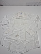 VTG Brooks Brothers Dress Shirt Mens 16 32/33 White Makers Relaxed Fit USA FLAW