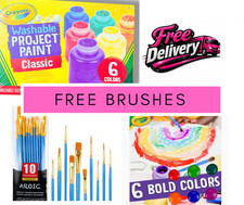 crayola washable paint classic set of 6, 2FL.OZ. Bottles new 2 , a free Brushe