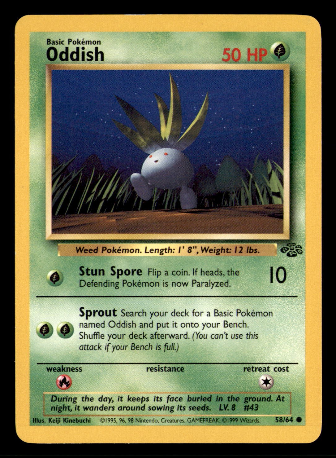 Oddish 58/64 Common Jungle Pokemon Unlimited Lightly Played