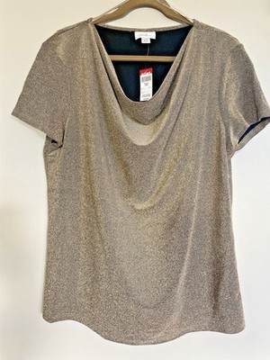 Jaclyn Smith Gold Sparkle Cowl-neck Top XXL Kmart