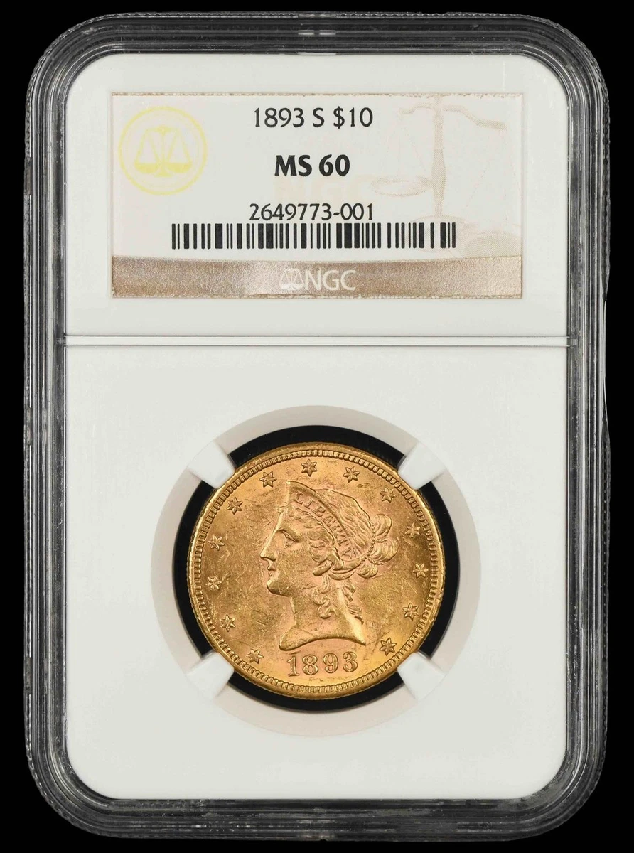 Uncirculated 1893 Year Eagle $10 US Gold Coins (Pre - 1933) for