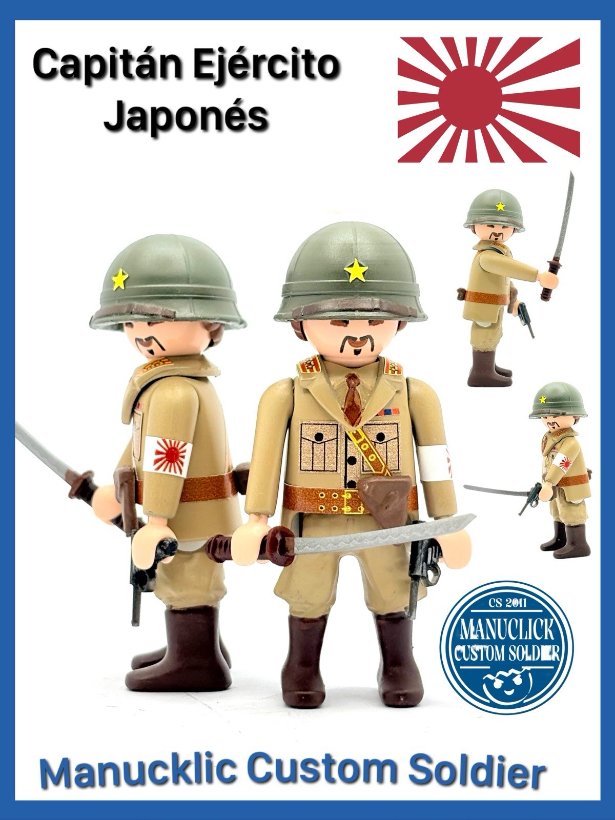 PLAYMOBIL CUSTOM WW2 CAPITAN EJERCITO JAPONES GUERRA MUNDIAL PISTOLA KATANA