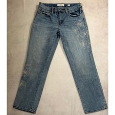 Lucky Brand Size 0/25 Sienna Slim Boyfriend Flower Embroidered Light Wash Jeans
