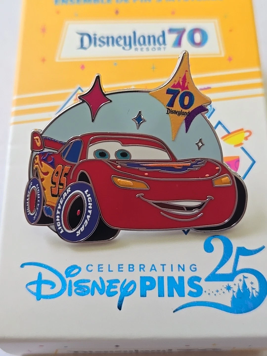 2025 Disney Disneyland 70th Anniversary Cars Lightning McQueen Mystery Box Pin