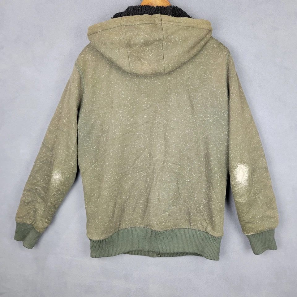 Sudadera con Capucha Buffalo David Bitton Para Hombre Grande Verde Oliva Sherpa Forrada de Vellón Cremallera Completa Foto 2 de 4