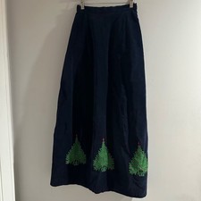 Vintage 1960s Alison Ayers Maxi Skirt Womens 10 Navy Blue Christmas Velveteen