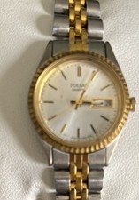 Pulsar Womens Watch 24mm V789-X003 Day Date Two Tone New Battery 7.25"