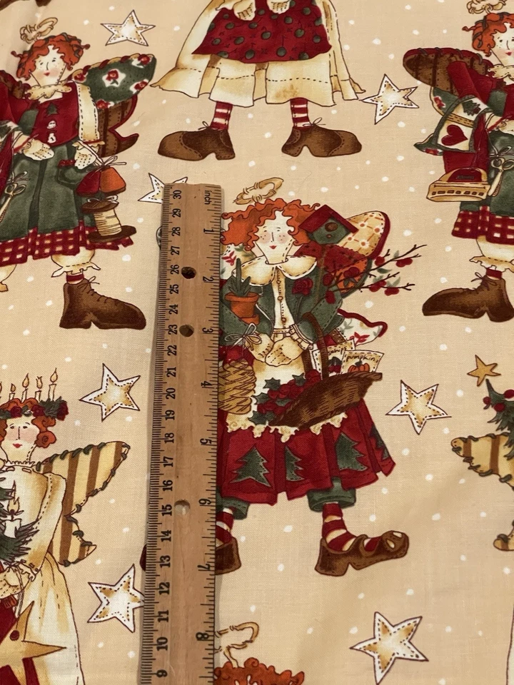 lot Alexander Henry Fabric Cotton Rag Doll Angels 1994 4 yards Mumms the word - Image 4 of 4