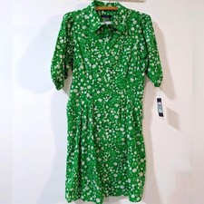 Tommy Hilfiger Windblown Daisy Green Floral Shirt Dress Size 8