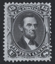US Sc# 98 *MINT NO GUM LH* { 15c LINCOLN "F GRILL } "SCARCE FROM 1867 CV$ 1,700
