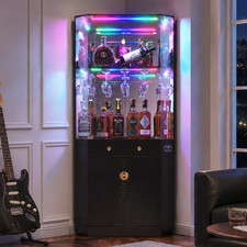 Corner Bar Cabinet with RGB Lights,Wine Cabin...