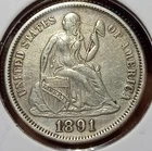 1891 Seated Liberty Dime Full Liberty Shield Exact Coin Fast Shipping