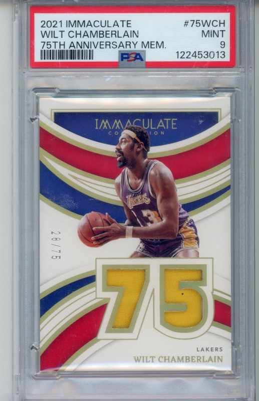 2021 Immaculate Collection 75th Anniversary MemWilt Chamberlain PSA 9 POP 2