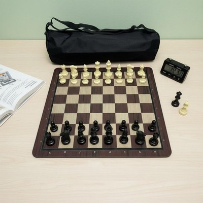 Plastic Chess Set Algebraic Notation Rubber Mat Chess Board for School Clubs