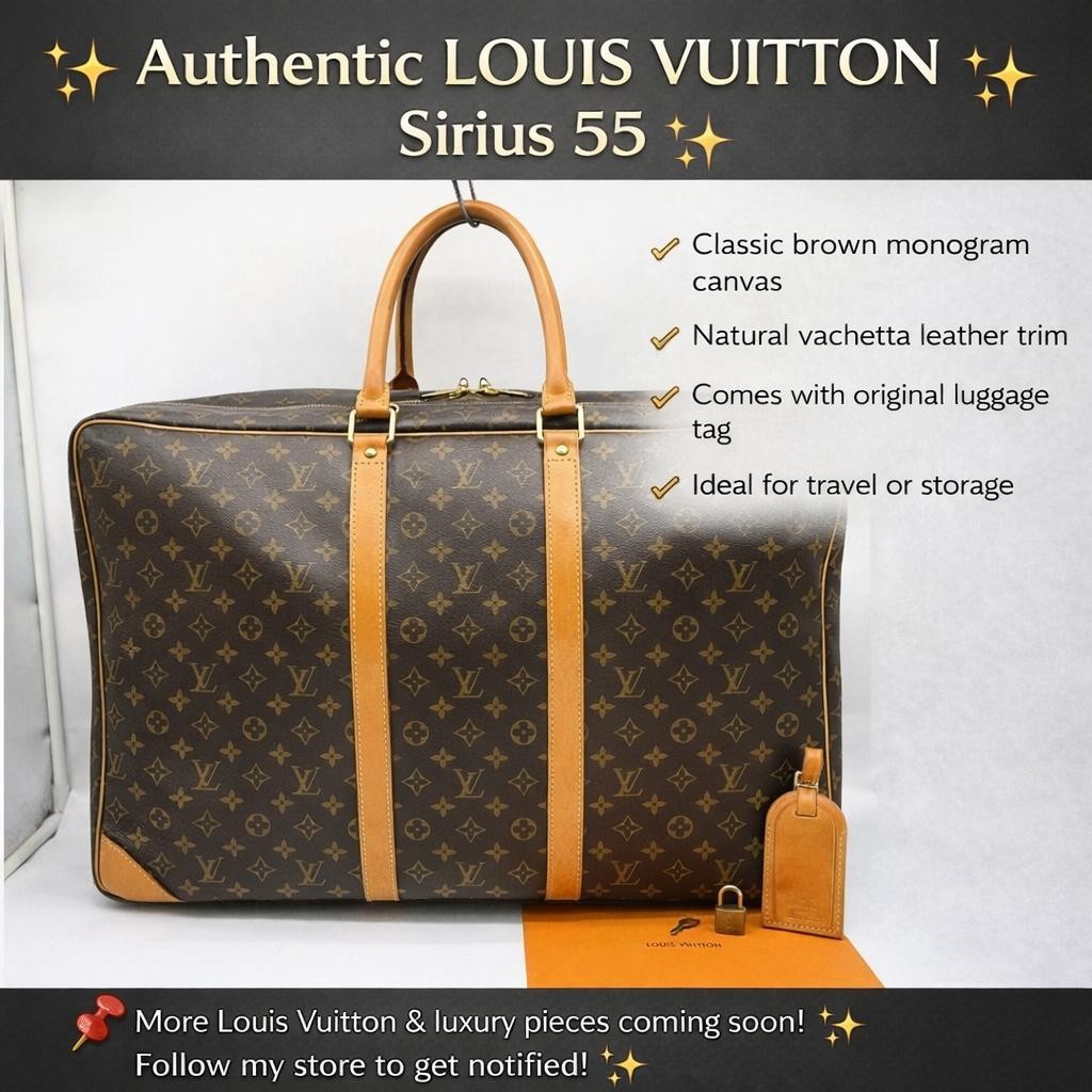 Louis Vuitton Sirius 55 Monogram Travel Bag LV Suitcase Authentic Lock Tag Key image 3