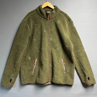Brooks Brothers Fleece Mallard Duck Embroidered Sherpa Jacket Men's XXL Green - Image 1 of 4