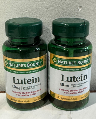 (2 Pack) Nature's Bounty Lutein 40mg ~ 30 Rapid Release Softgels Each EXP 11/27