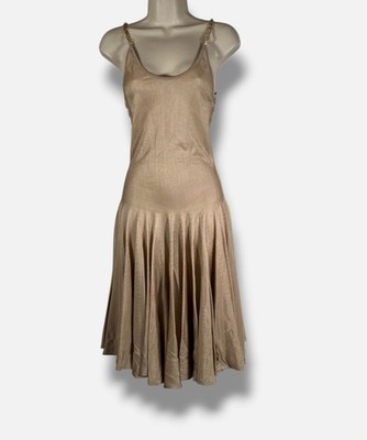 ALAIA Women's Beige Sheer Knit Slip Skater Dress Size 40