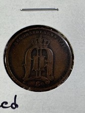 1876/75 Sweden 2 Ore Cleaned