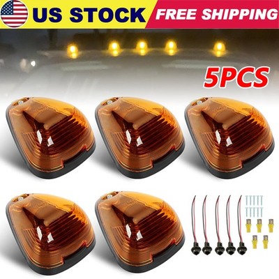 5X Amber LED Cab Roof Marker Lights Kit For 99-16 Ford F250 F350 F450 Super Duty
