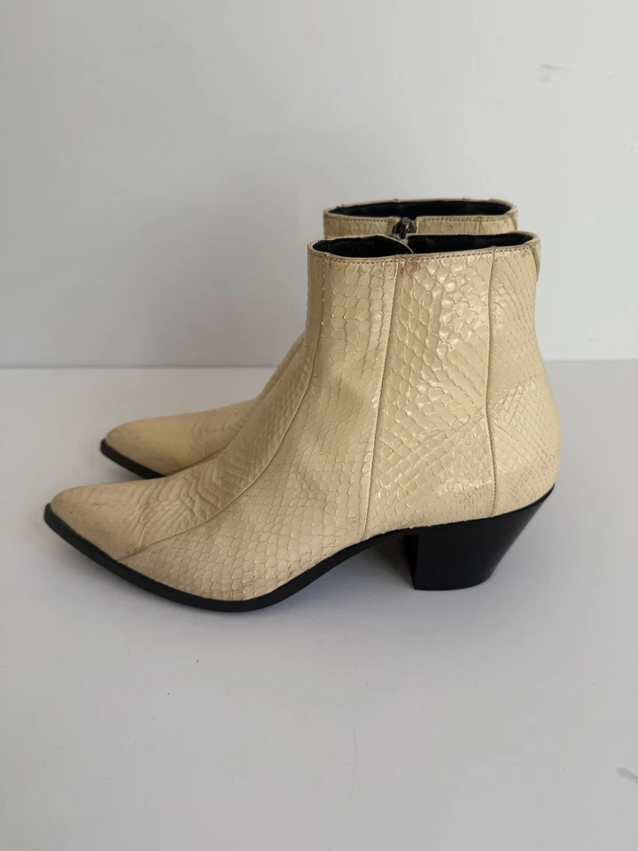 Botines Saint Laurent Crema Auténticos Piel de Serpiente - EU 38.5 - US 8 Foto 4 de 4