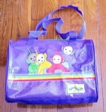 Vintage 1990s Teletubbies Purple Glitter Vinyl Zipper Shoulder Purse Bag
